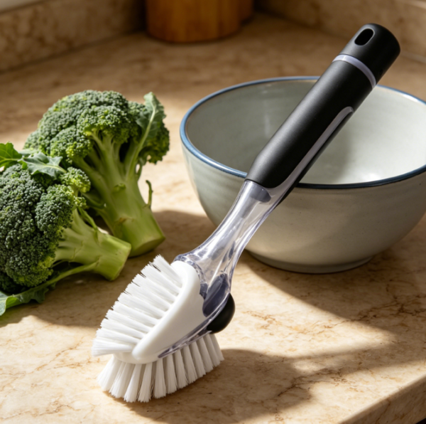 Upgraded Push Button Soap Dispensing Dish Brush